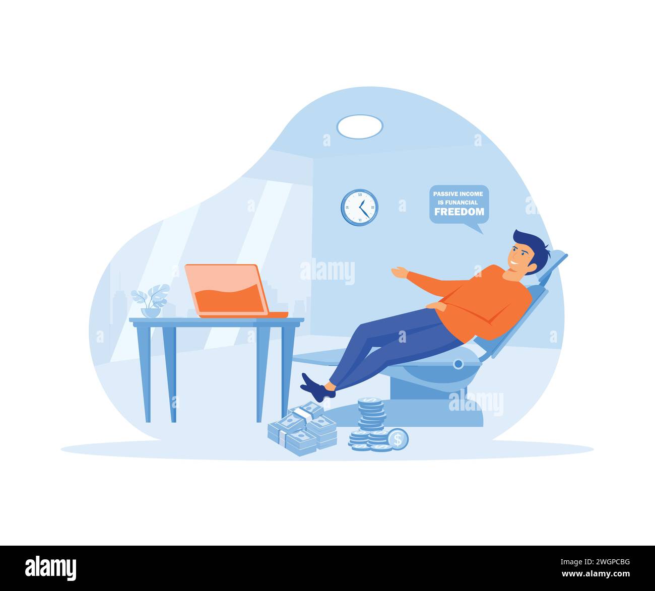 Businessman and passive income flat design. flat vector modern illustration Stock Vector