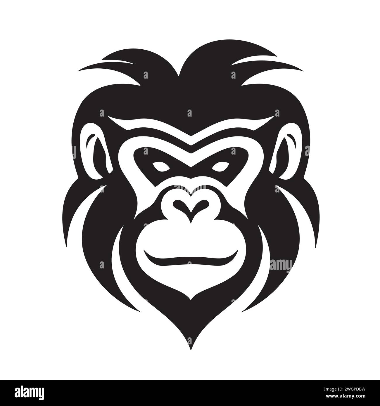 black white monkey head logo and icon, clip art vector Stock Vector
