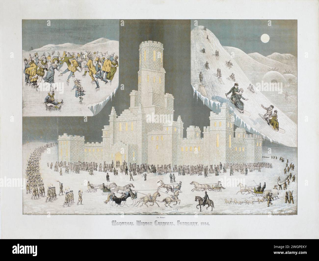 1884 Montreal stereoscopic photo ice castle in Dominion Square