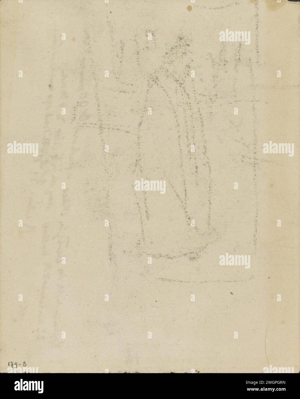 Abklatsch of a drawing of a figure in a cloak, c. 1873 - 1923 drawing ...