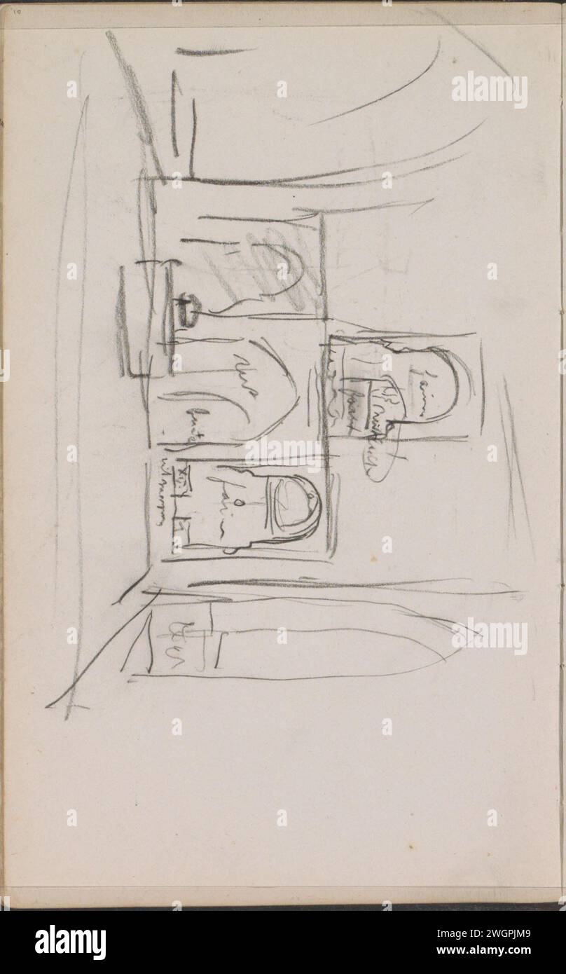 Interior, possibly of a mosque, 1896  Page 10 from a sketchbook with 53 sheets. Istanbul (possibly) paper. chalk  temple, shrine ~ Islam, Mohammedanism. architecture Stock Photo