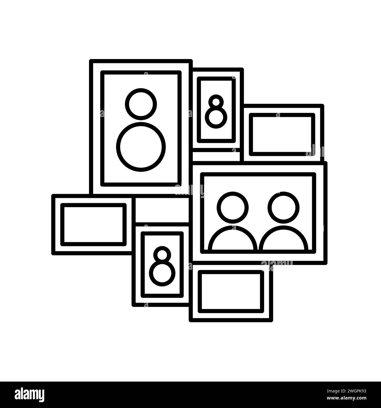 Square, portrait and landscape photo frames flat element. Interior