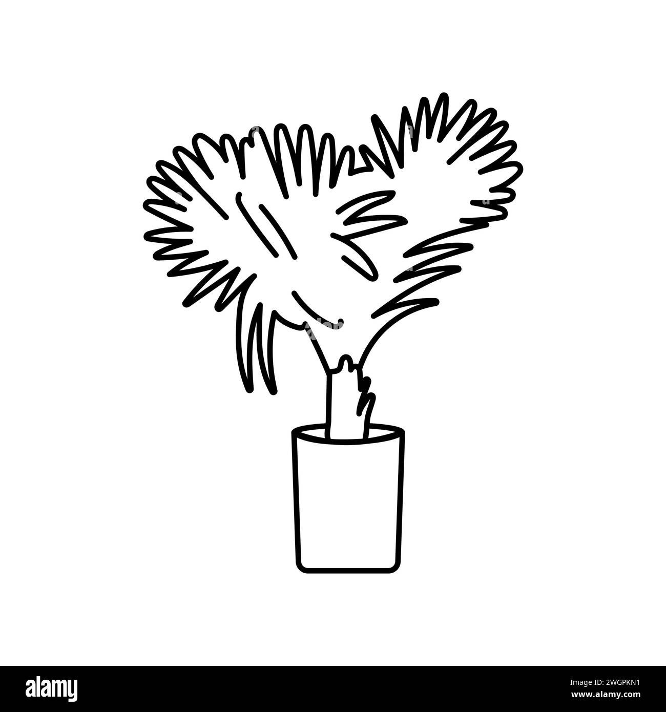 Palm houseplant flat element. Interior decor. Vector isolated sign