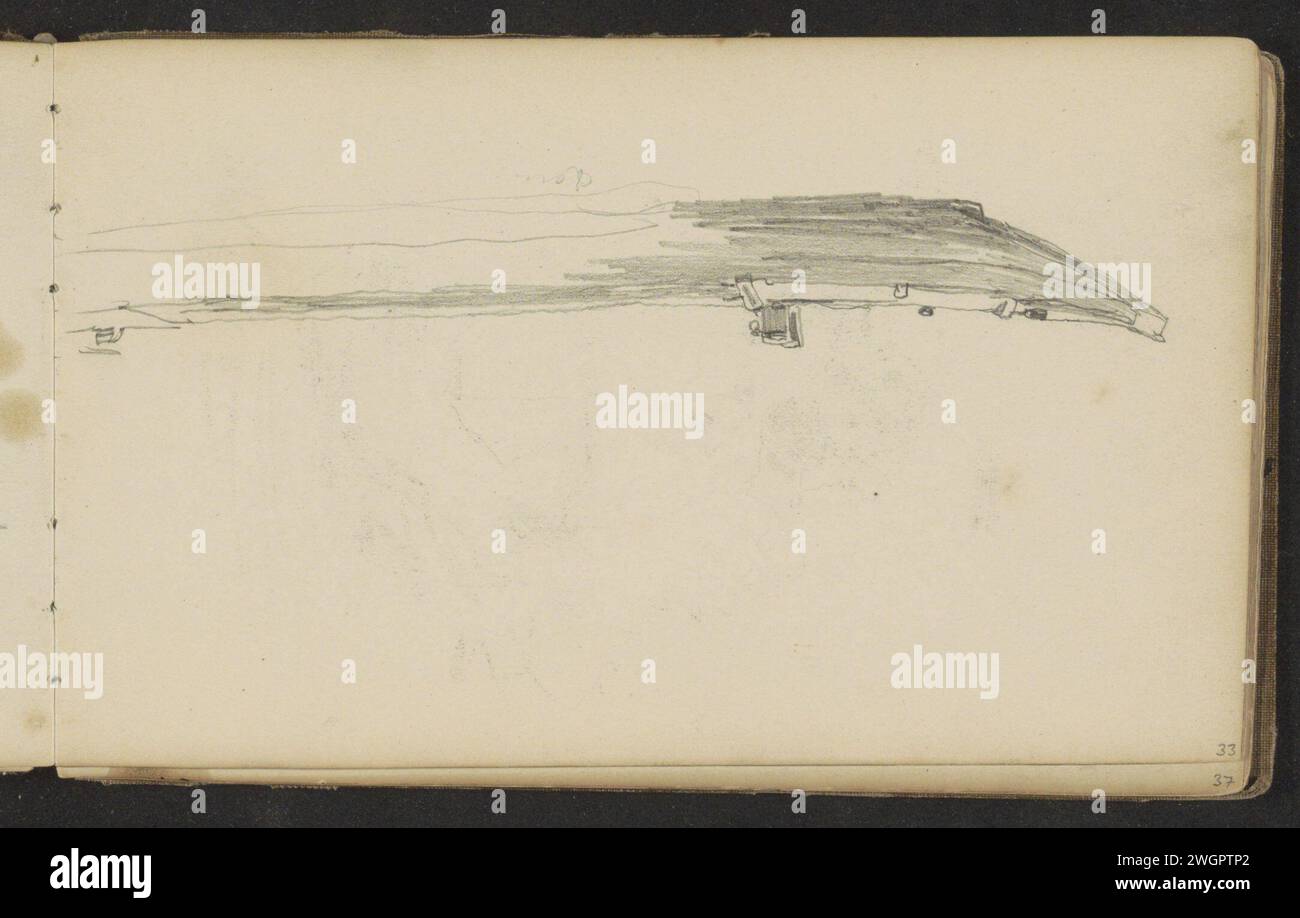 Schuit, 1834 - 1903  Leaf 33 recto from a sketchbook with 43 sheets.  paper. pencil  boat propelled by man or animal Stock Photo