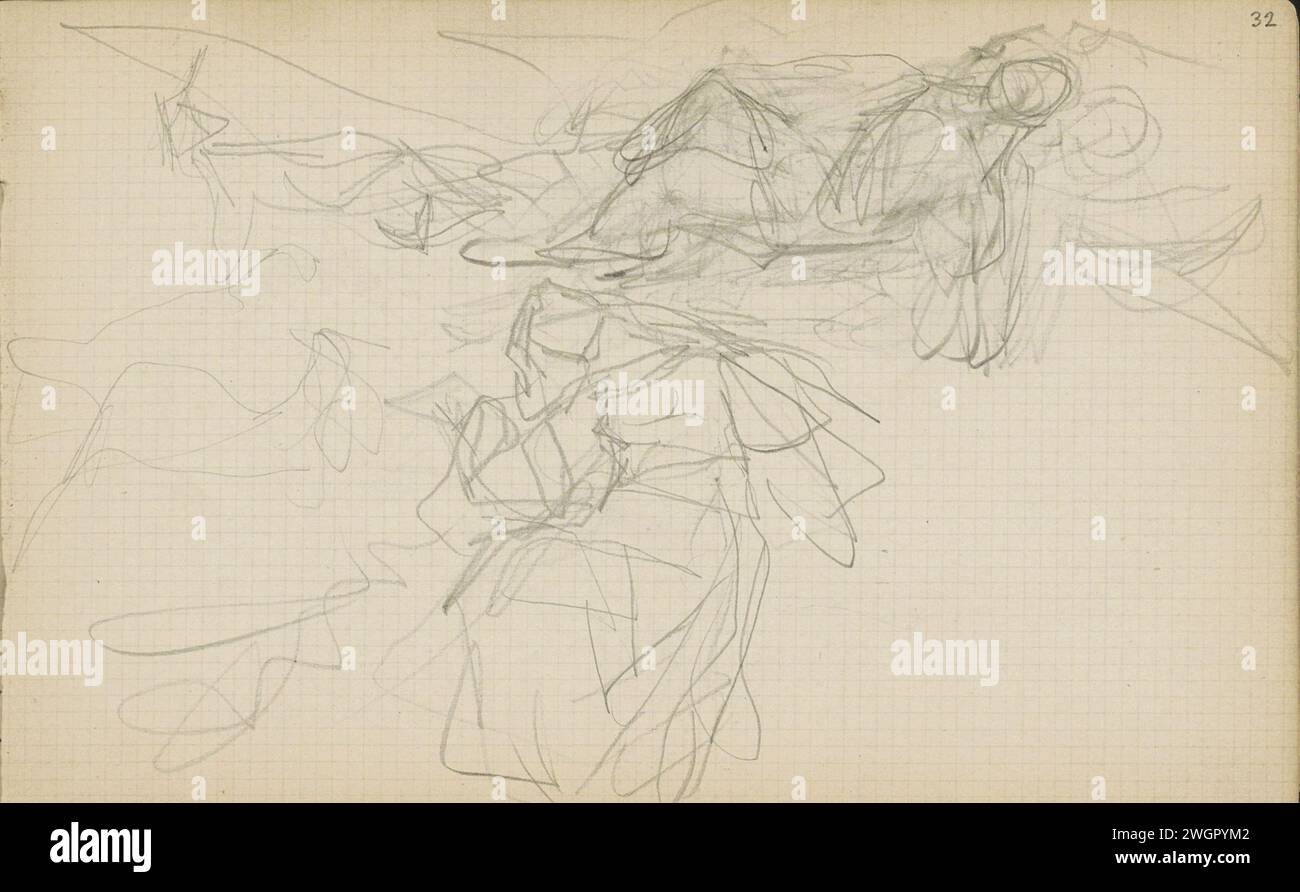 Figures, including a horizontal figure, 1849 - 1917 Leaf 32 Recto from ...