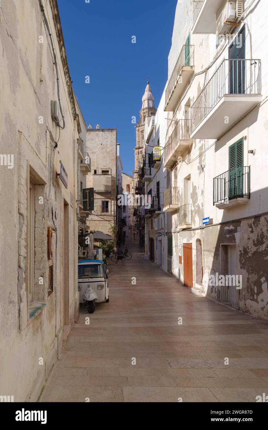 View of street in Monopoli old town, Apulia region, Italy Stock Photo