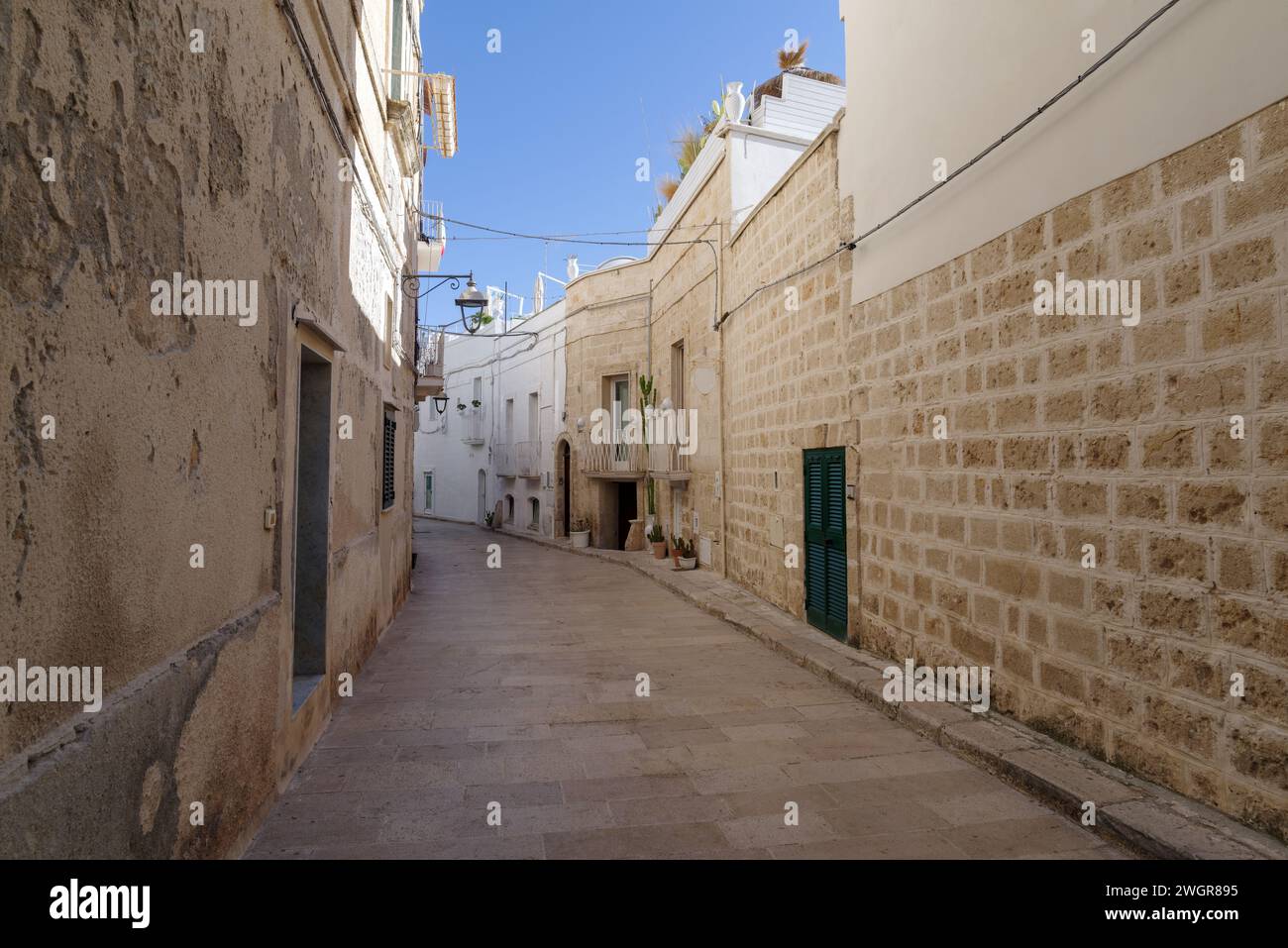 View of street in Monopoli old town, Apulia region, Italy Stock Photo