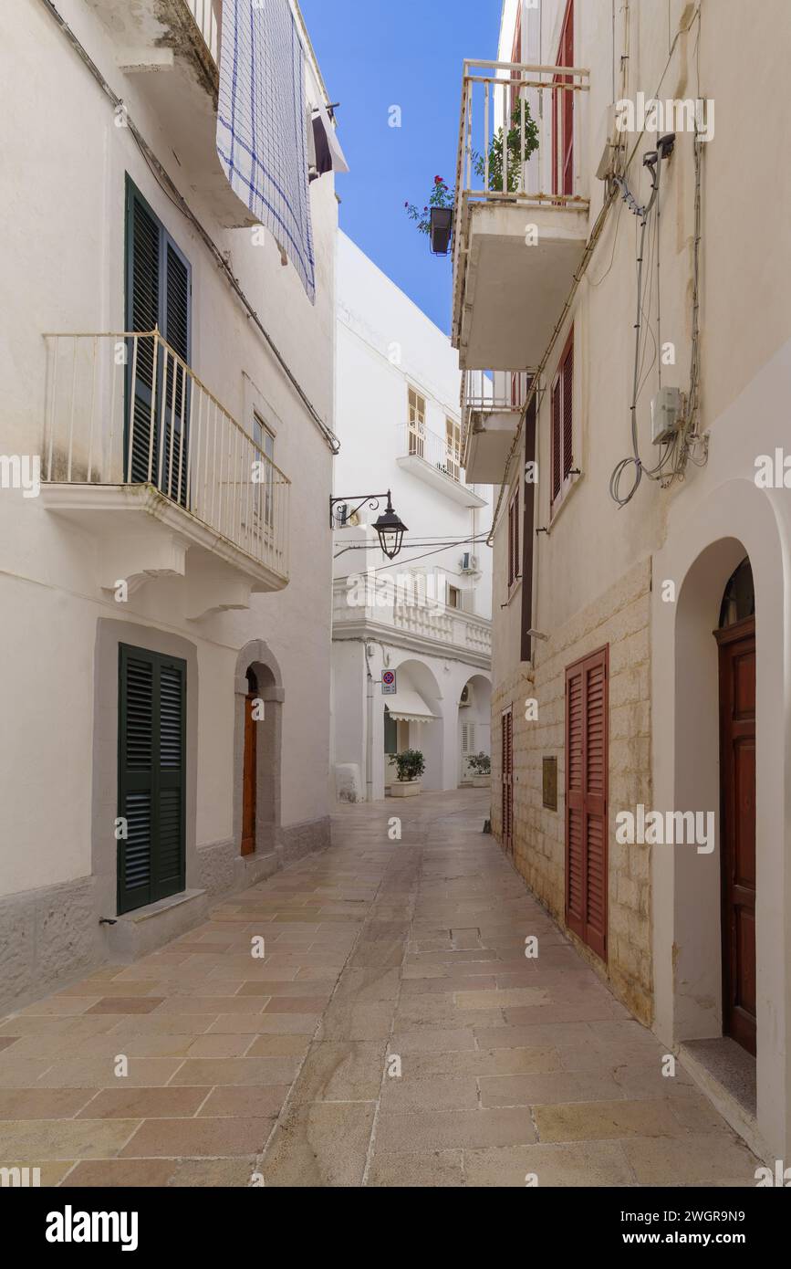 View of street in Monopoli old town, Apulia region, Italy Stock Photo