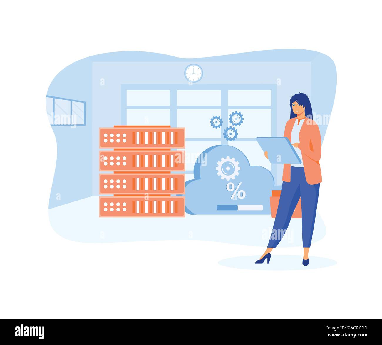 Computing and file management concept. flat vector modern illustration Stock Vector