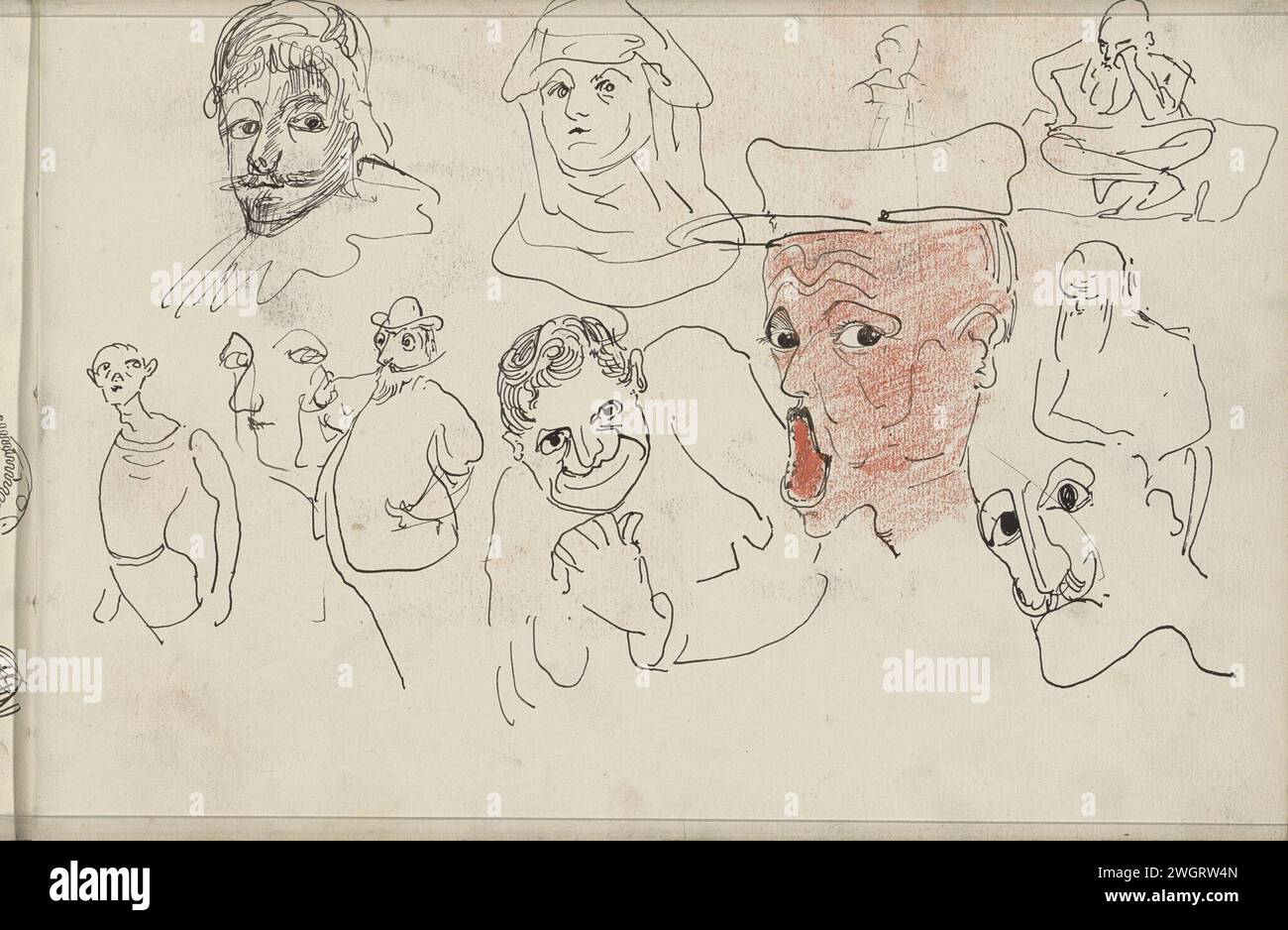 Caricatural heads, c. 1895 - 1900 Among other things, heads of a nun, a ...