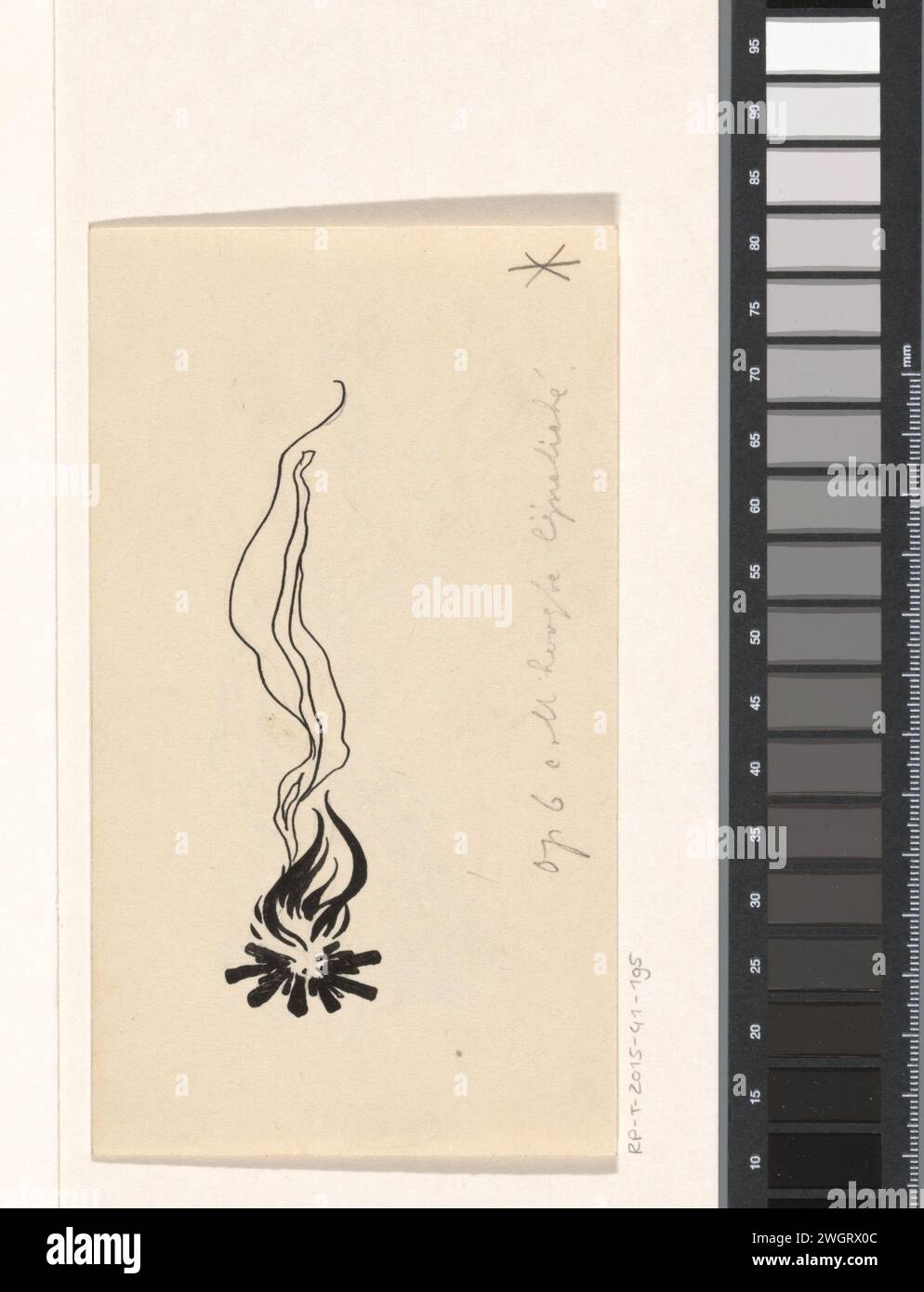 Bloem, 1913 - 1970 drawing Verso a passed -out pen drawing of a flower.  paper. India ink (ink). pencil brush flowers Stock Photo