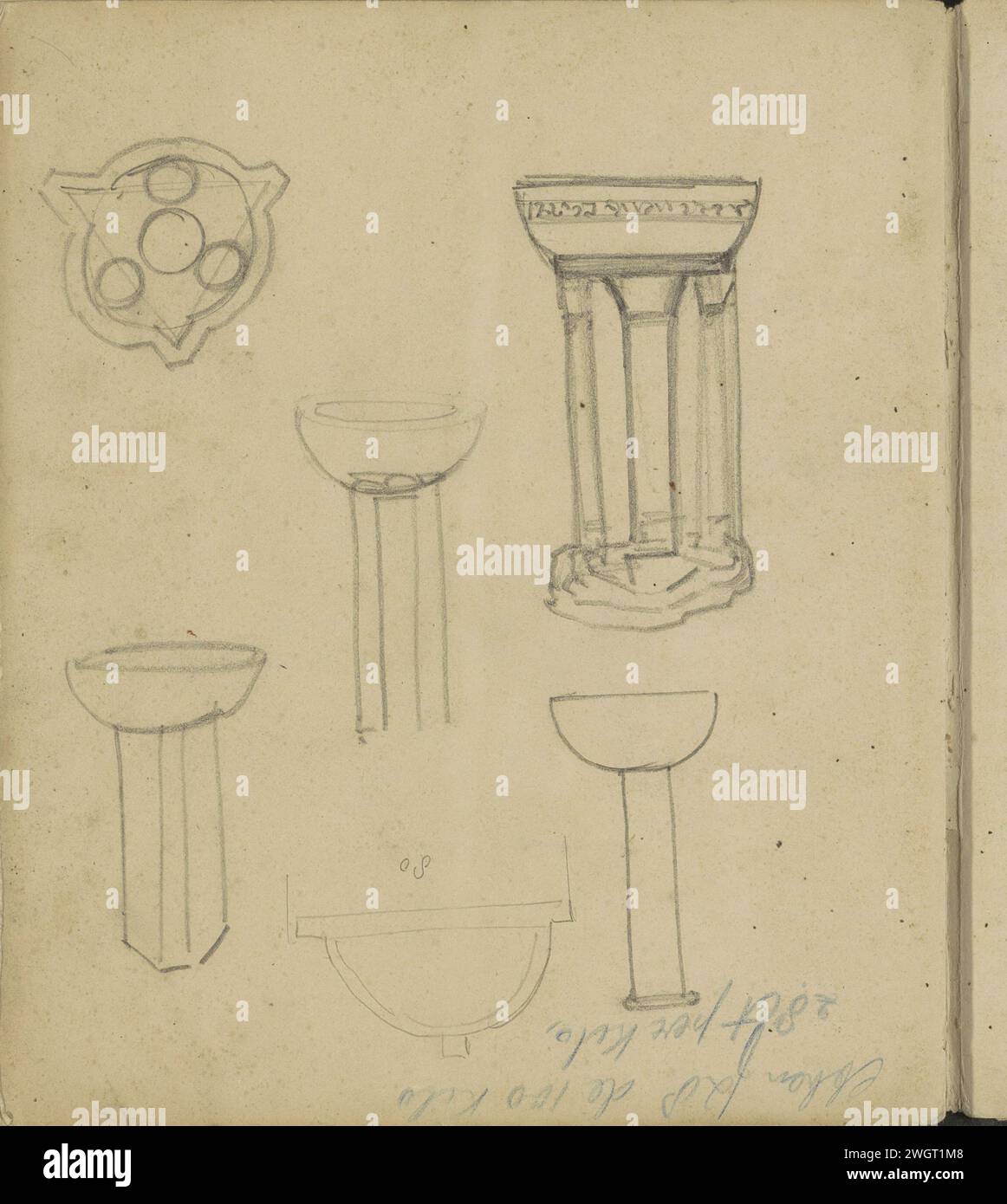 Designs for a baptismal font, c. 1905 - c. 1906  Page 30 Verso from a sketchbook with 30 sheets.  paper. pencil  baptismal font Stock Photo