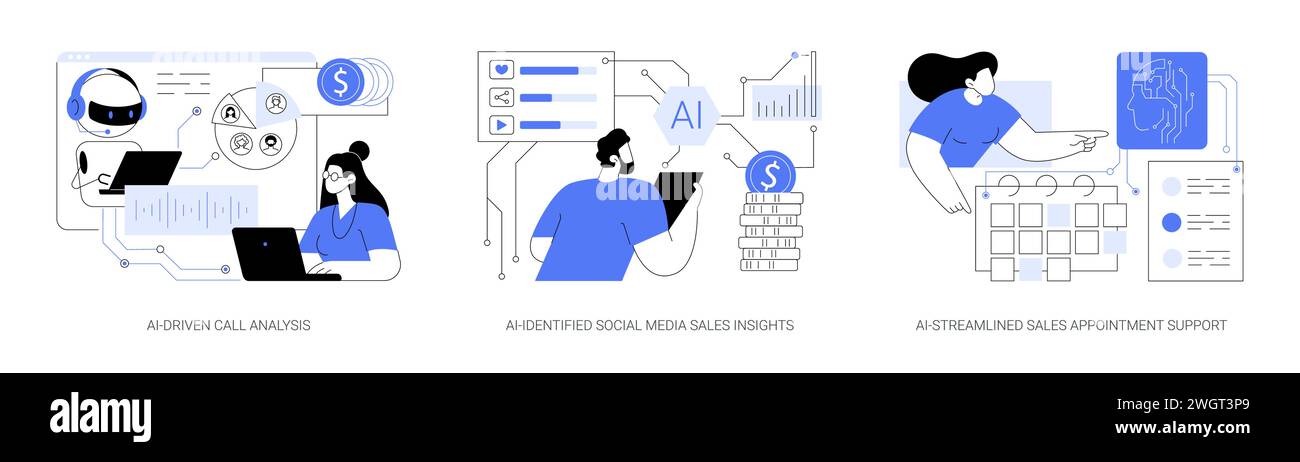 AI-Backed sales strategies abstract concept vector illustrations Stock ...