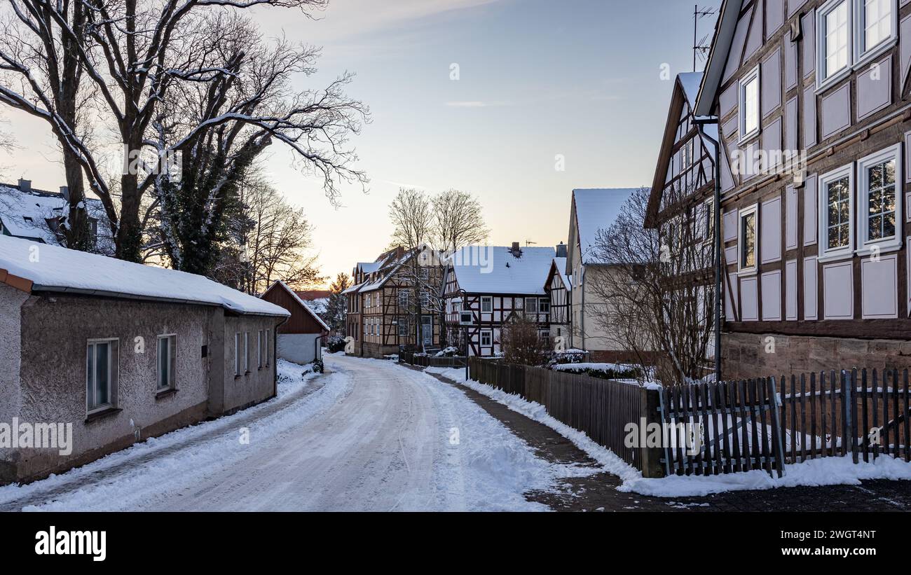 The historic houses of Herleshausen in Hesse Stock Photo