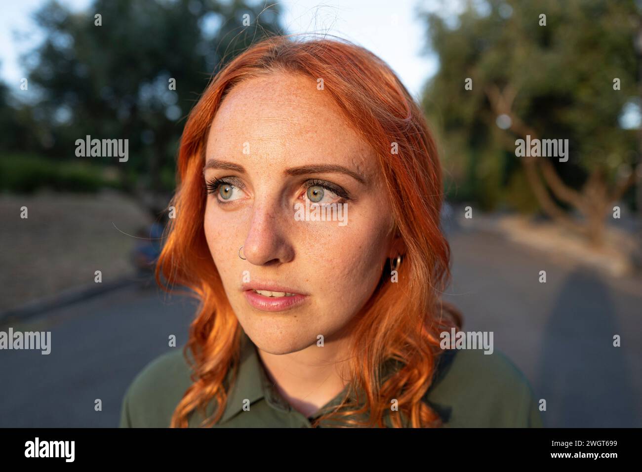 Young woman with red hair, Rome, Italy Stock Photo