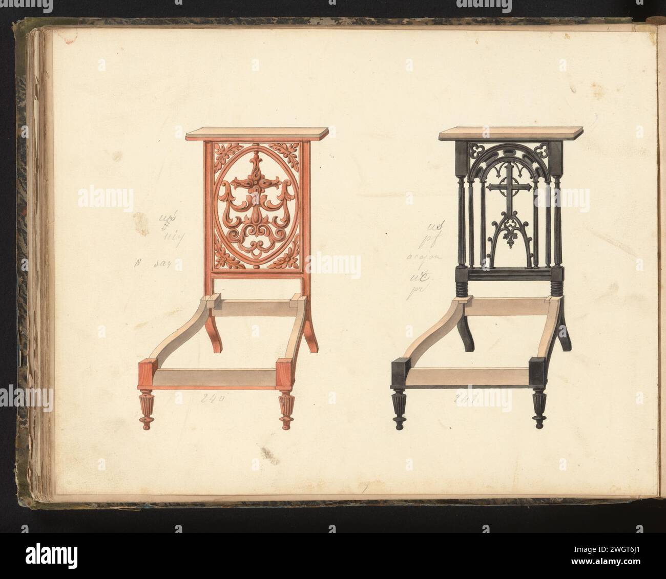 Two designs for Prie Dieu #39 s Anonymous c 1825 c 1839 drawing Two