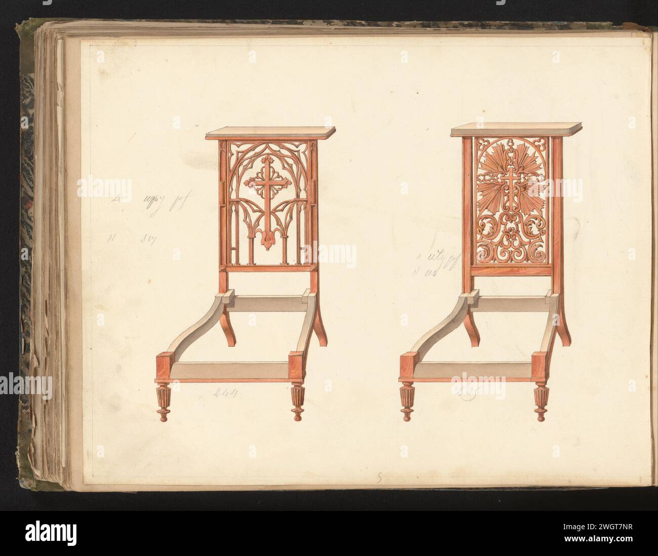 Two designs for Prie Dieu #39 s Anonymous c 1825 c 1839 drawing Two