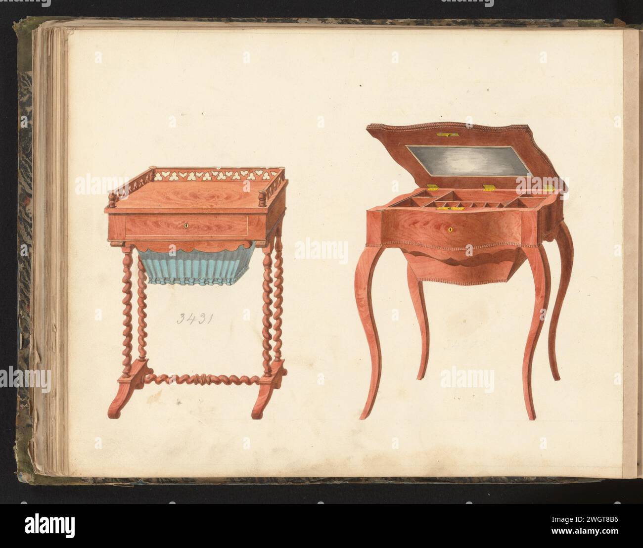 Two designs for toilet tables, anonymous, c. 1825 - c. 1839 drawing Two ...