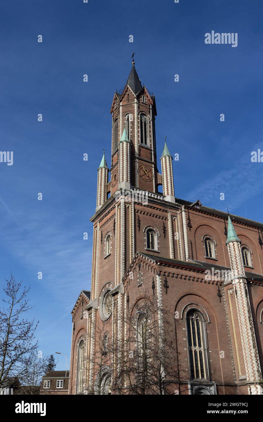 View of the mid 19th century church of St. Gertrudes (Sint Gertrudis) in Wetteren, East Flanders, Belgium. Stock Photo