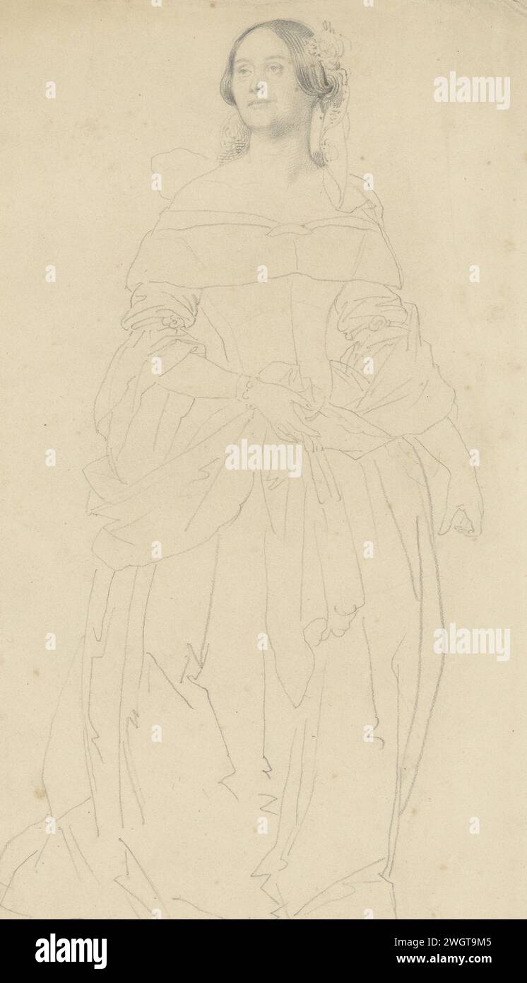 Madame Foy, Standing in Evening toilet, Achille Devéria, 1810 - 1857 drawing Madame Foy, granddaughter of the artist, standing in the evening toilet. France paper. chalk  historical persons - BB - woman. standing figure - AA - female human figure Stock Photo