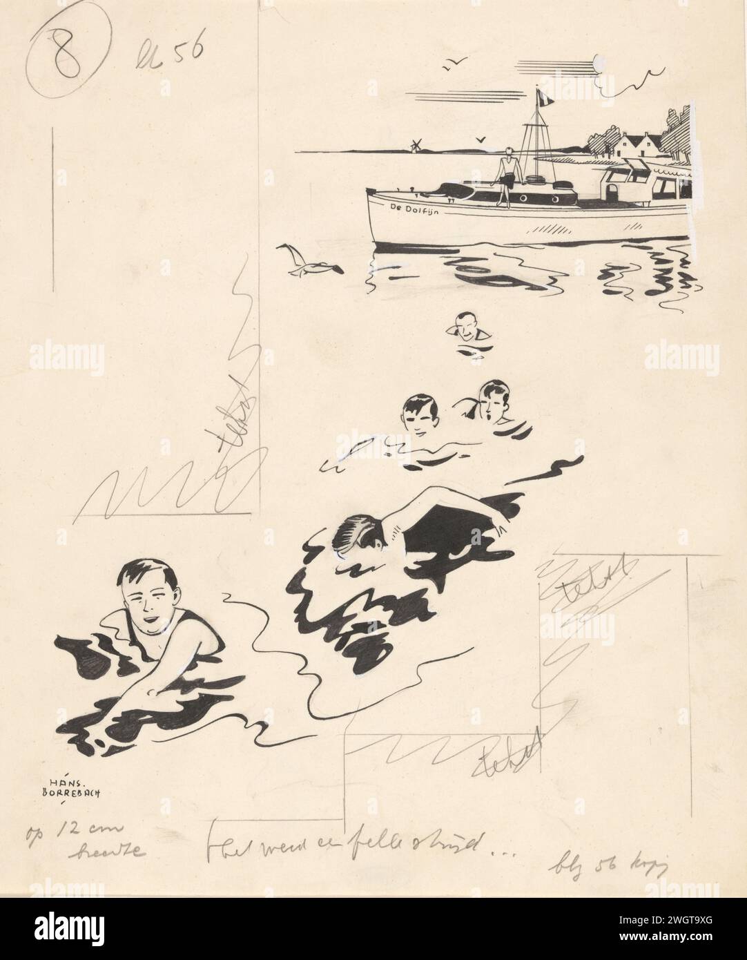 five-boys-hold-a-swimming-competition-in-or-before-1933-drawing-four