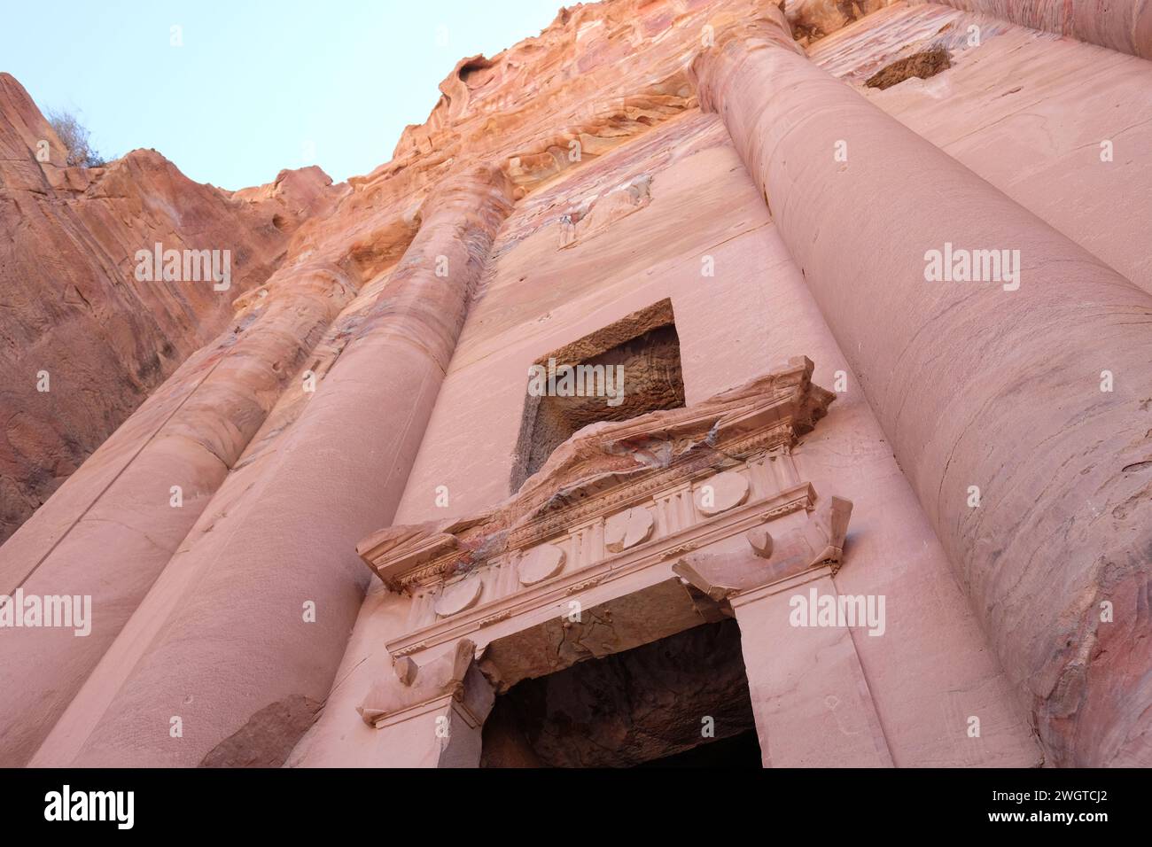 Petra Jordan the Royal Tombs ancient Nabatean facade carved into the pink sandstone Stock Photo