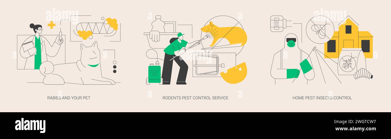 Pest removal abstract concept vector illustrations. Stock Vector