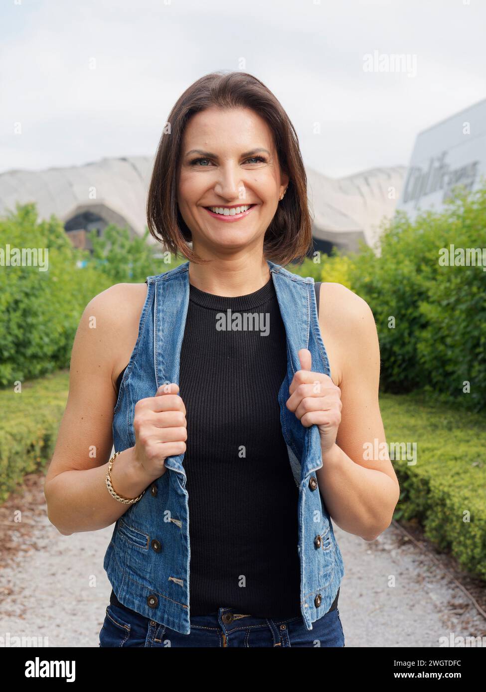 Young woman outdoors, Milano, Italy. Stock Photo