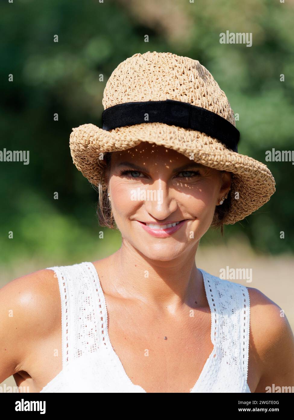 Young woman outdoors, Milano; Italy Stock Photo