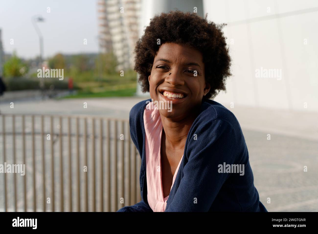 Black girl outdoors, Milano, Italy. Stock Photo