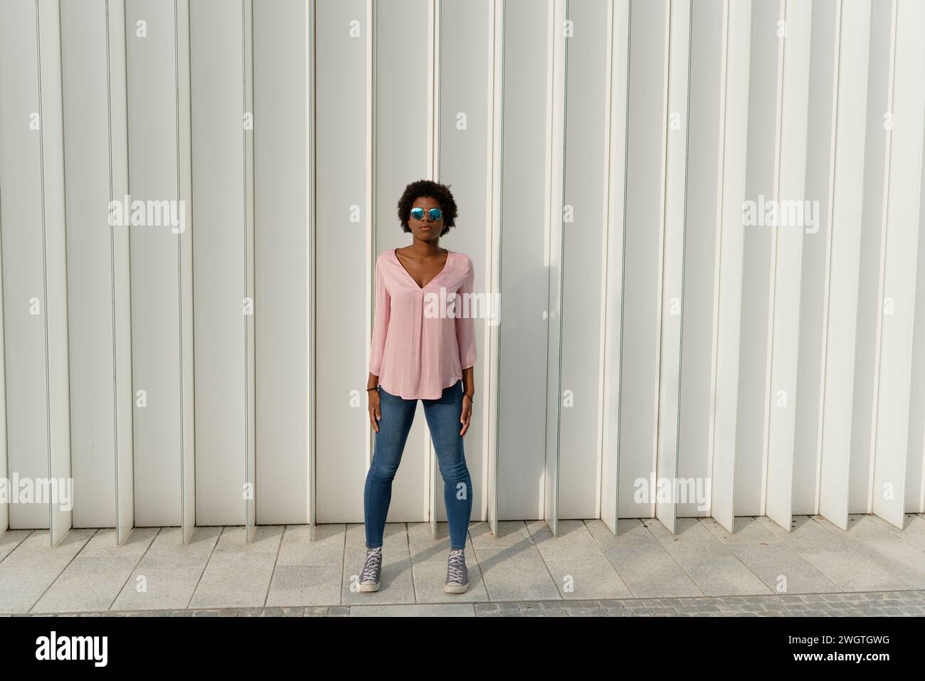 Black girl outdoors, Milano, Italy. Stock Photo