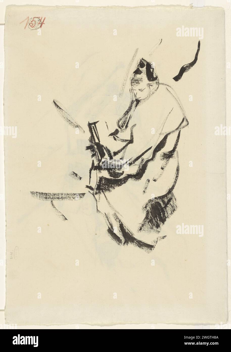 Lying woman, in pillows, with a book, Rik Wouters, 1892 - 1916 drawing ...