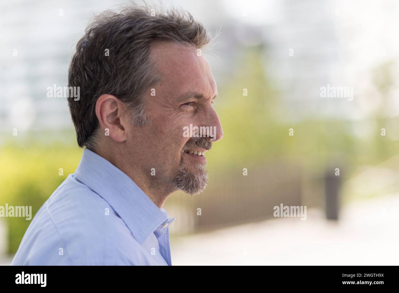 Mature man outdoors, Milano, Italy. Stock Photo