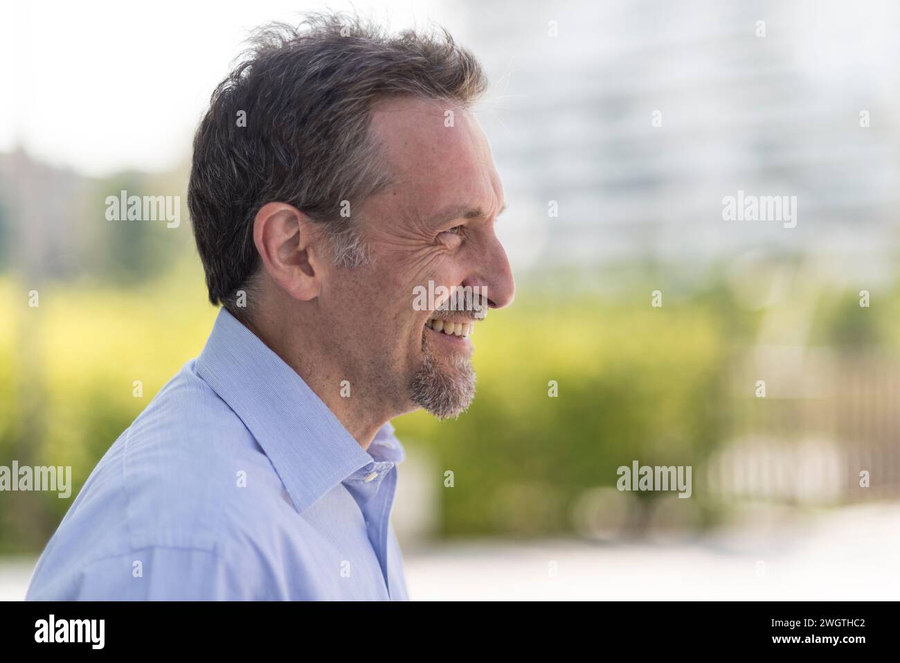 Mature man outdoors, Milano, Italy. Stock Photo