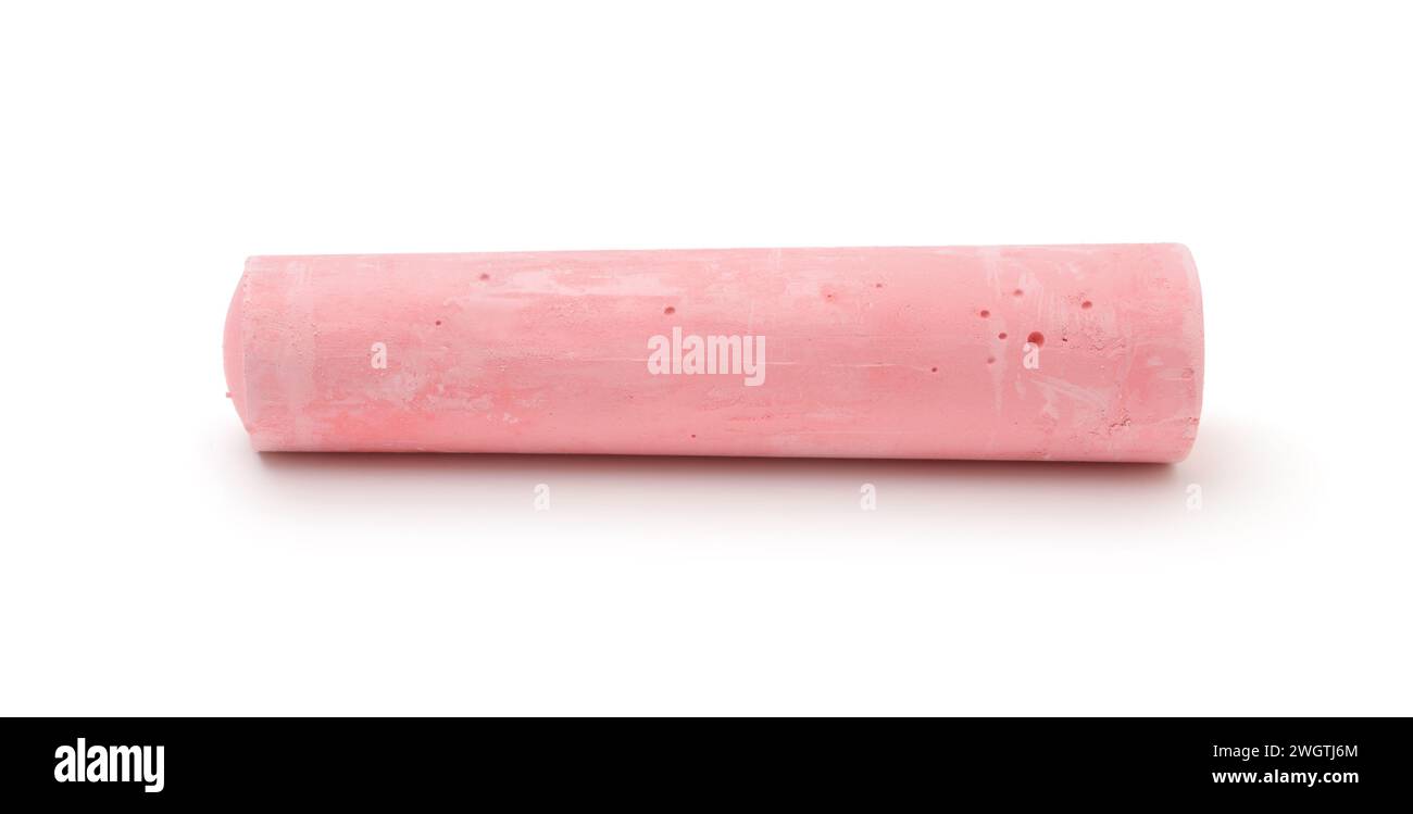 A piece of pink chalk isolated on white. Stock Photo