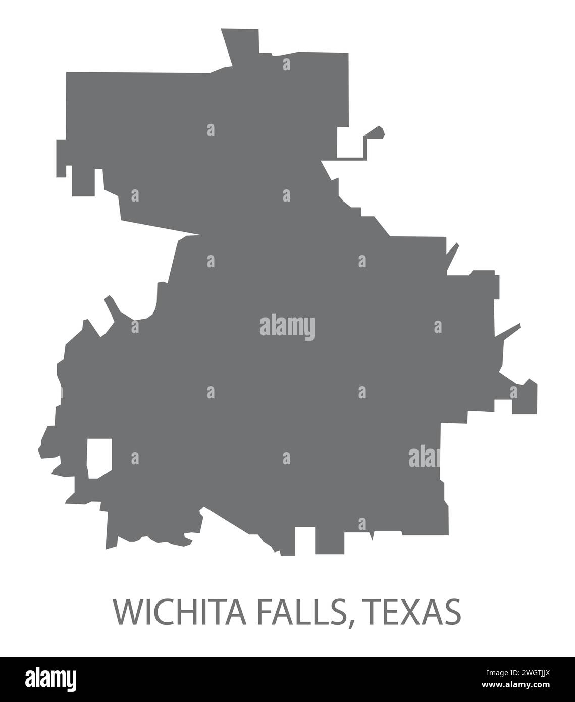 Wichita Falls Texas USA city map grey illustration silhouette shape Stock Vector