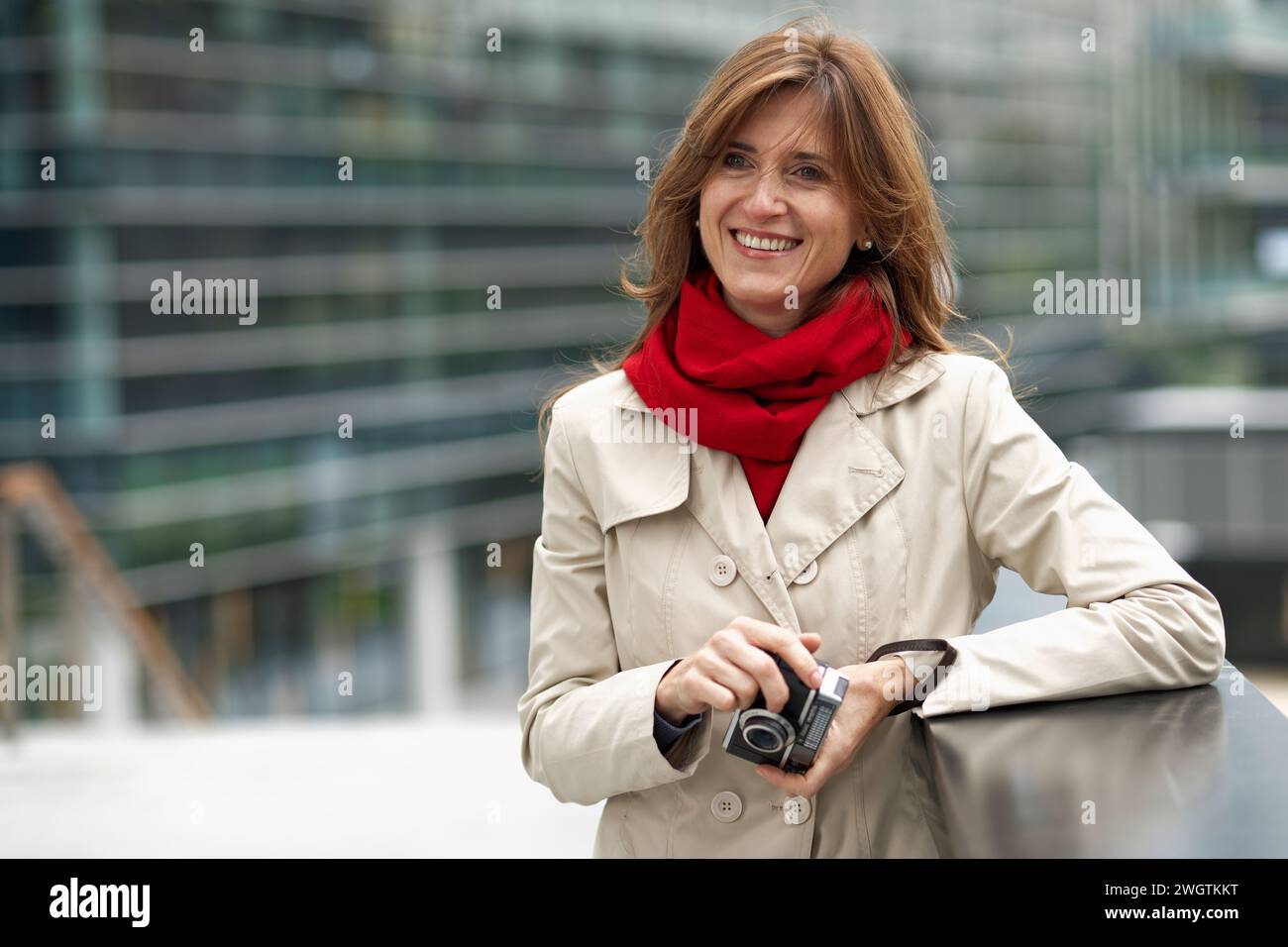 Beautiful woman outdoor, Milano, Italy. Stock Photo