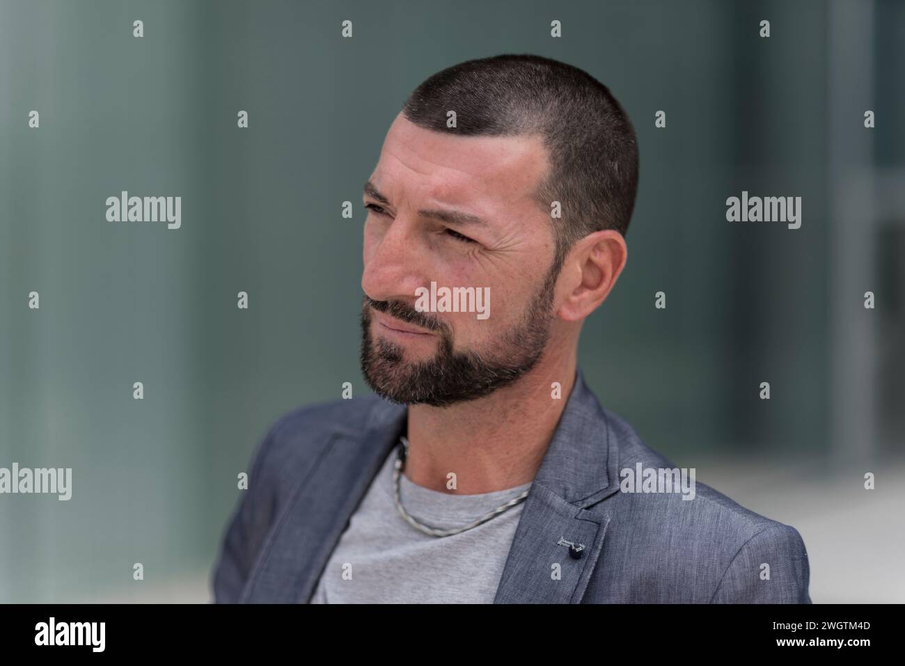 Man with beard outdoors, Milano, Italy. Stock Photo