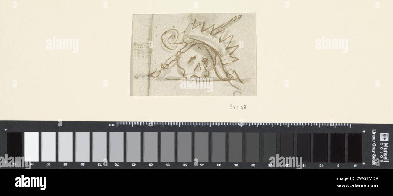 Di -head with crown and scepter, Anonymous, 1600 - 1800 drawing paper ...
