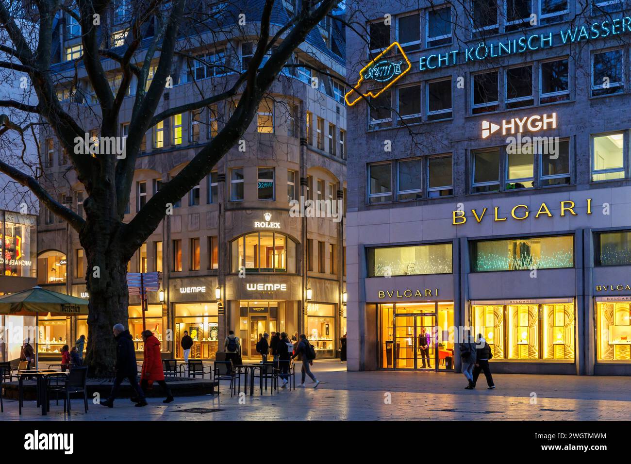 the jewelry stores of Wempe and Bulgari on Wallraf square, Cologne