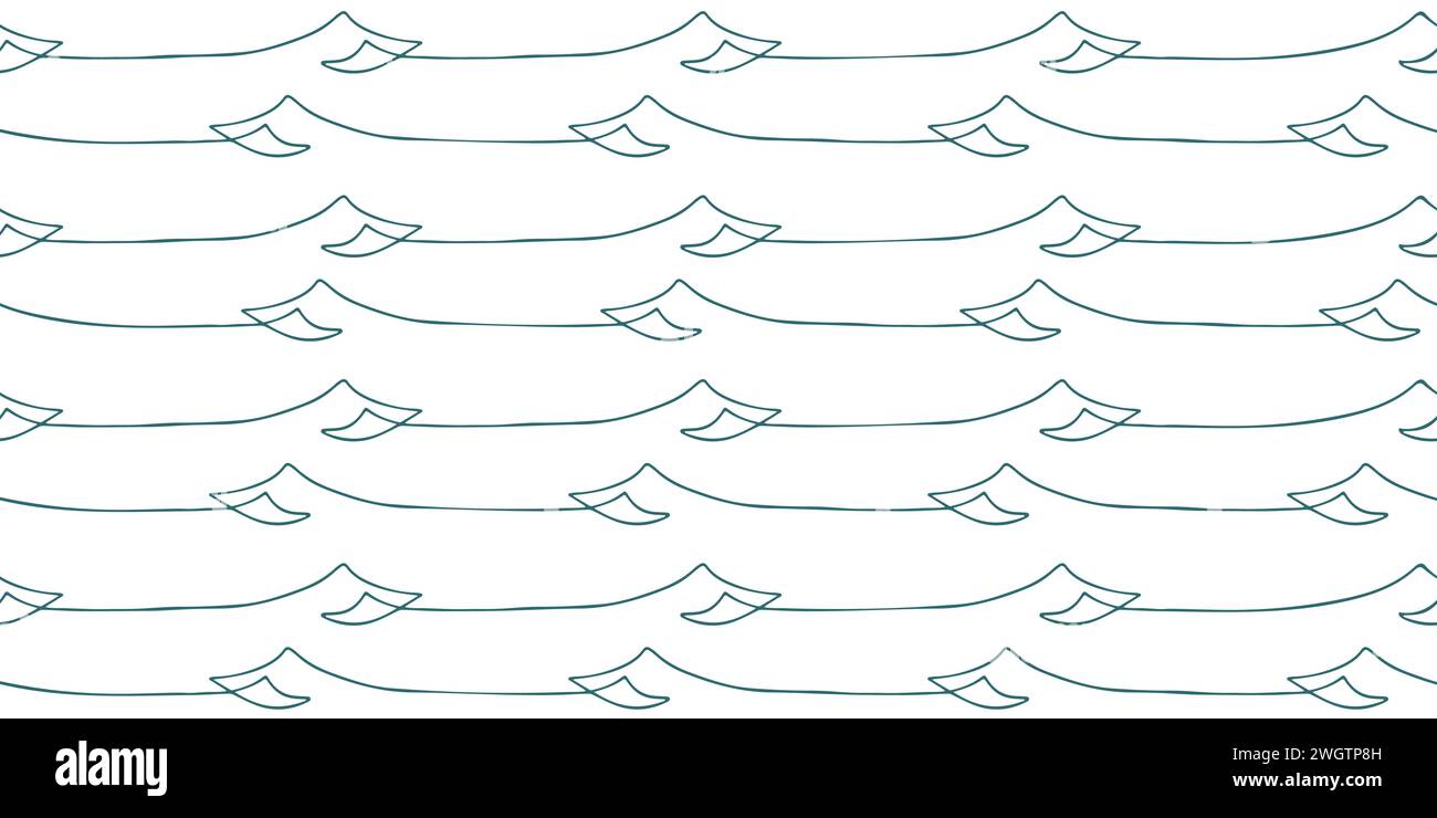 Continous Wave Pattern Seamless wave pattern drawn with one continuous line. Vector line art ...