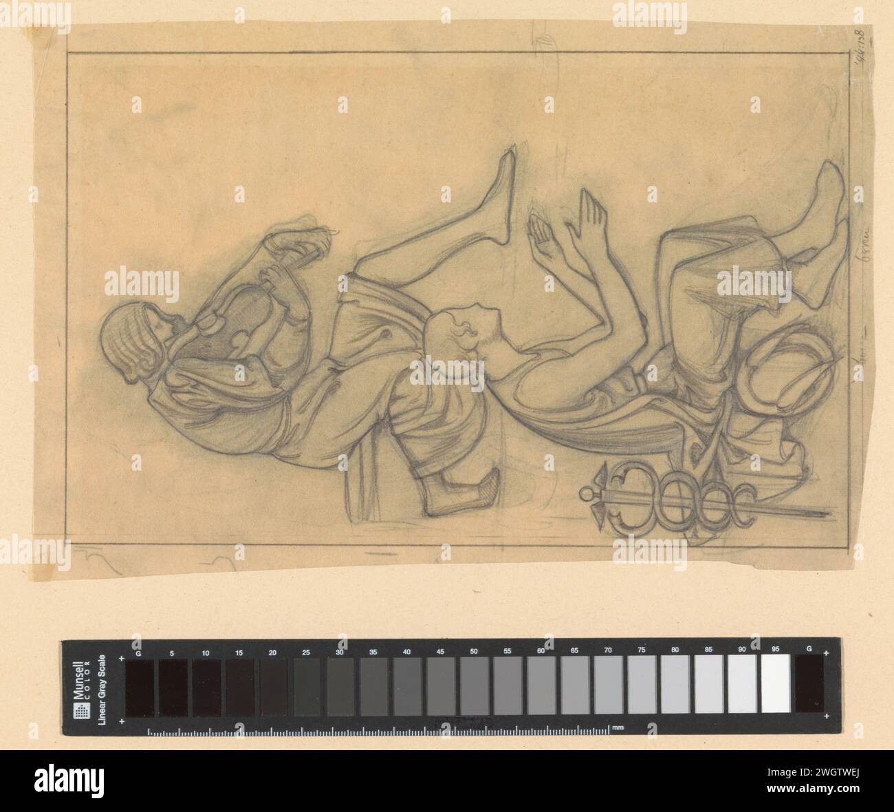 Design for wall painting in the Beurs van Berlage: sitting violin ...