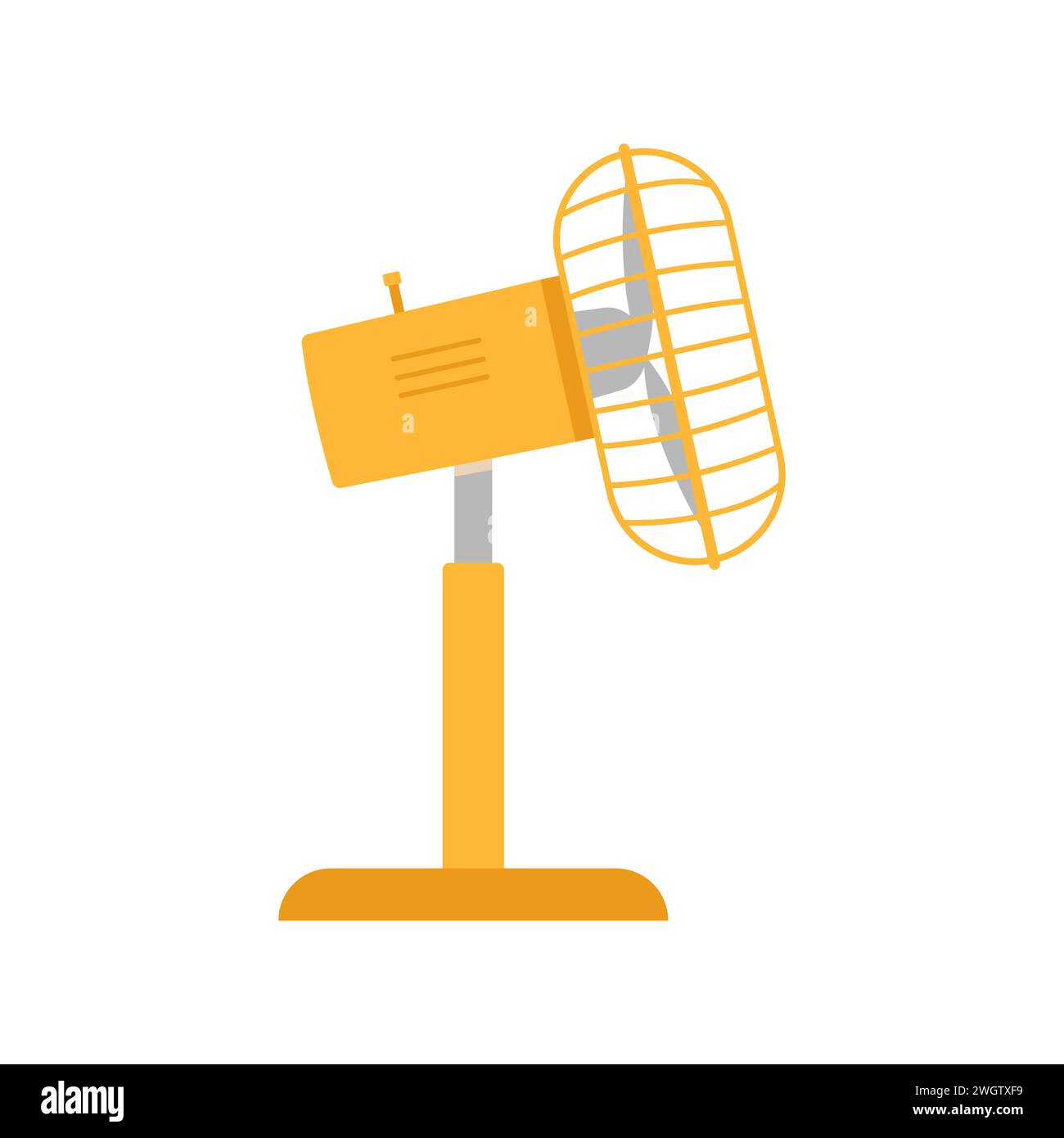 Portable desk fan device. Cooling air ventilator, wind blower device