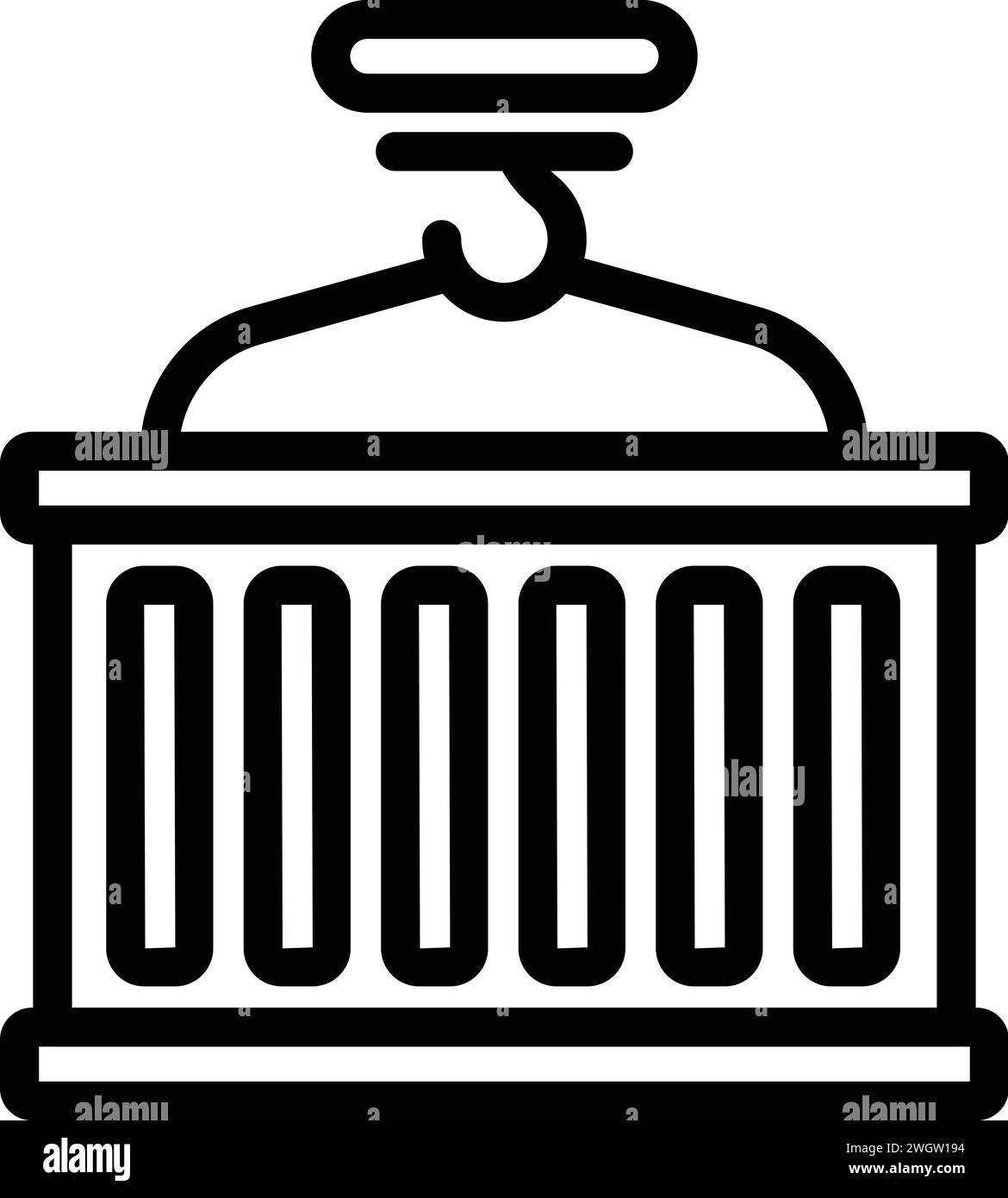 Cargo container crane icon outline vector. Loading process. Equipment depot Stock Vector