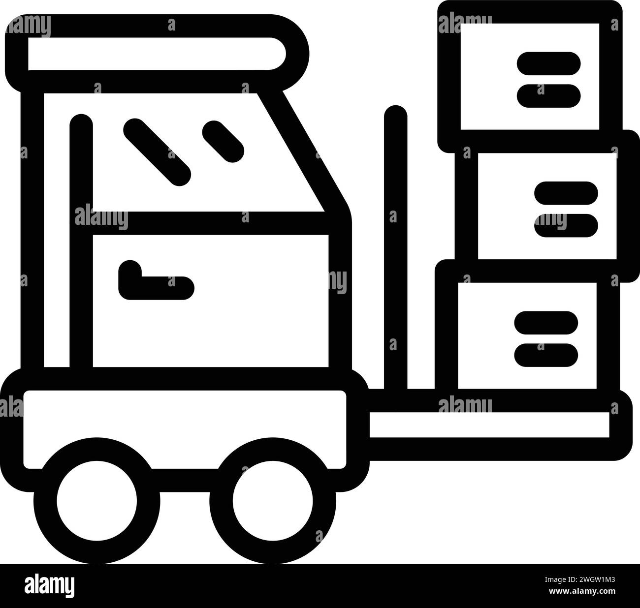 Forklift loading icon outline vector. Warehouse building barrel. Auto ...