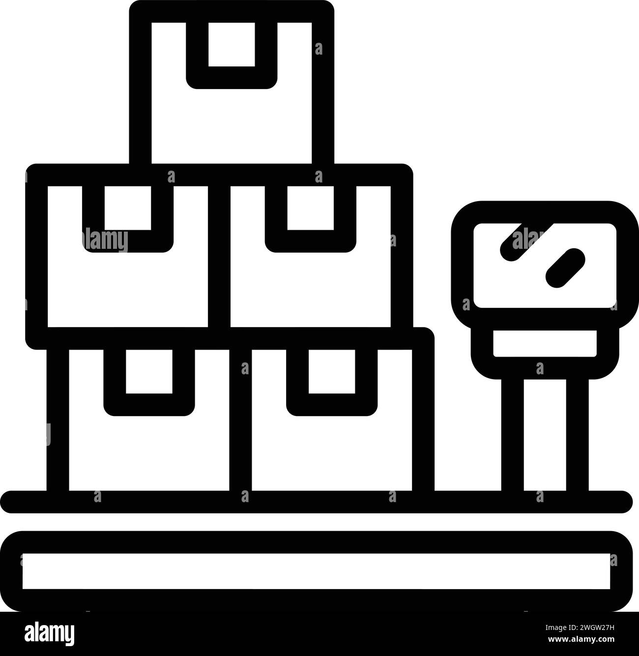 Warehouse scales icon outline vector. Pallet inventory. Package cargo Stock Vector