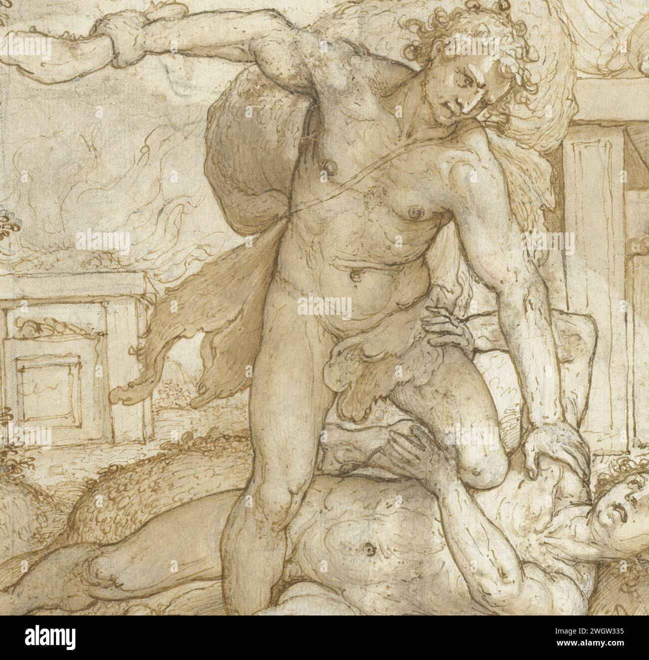 Cain kills Abel with the donkey Chainbak, Domenico Passignano, 1590 ...