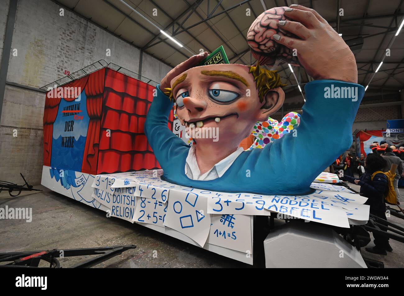 Cologne, Germany. 06th Feb, 2025. A Nathan Kevin the Wise motif float
