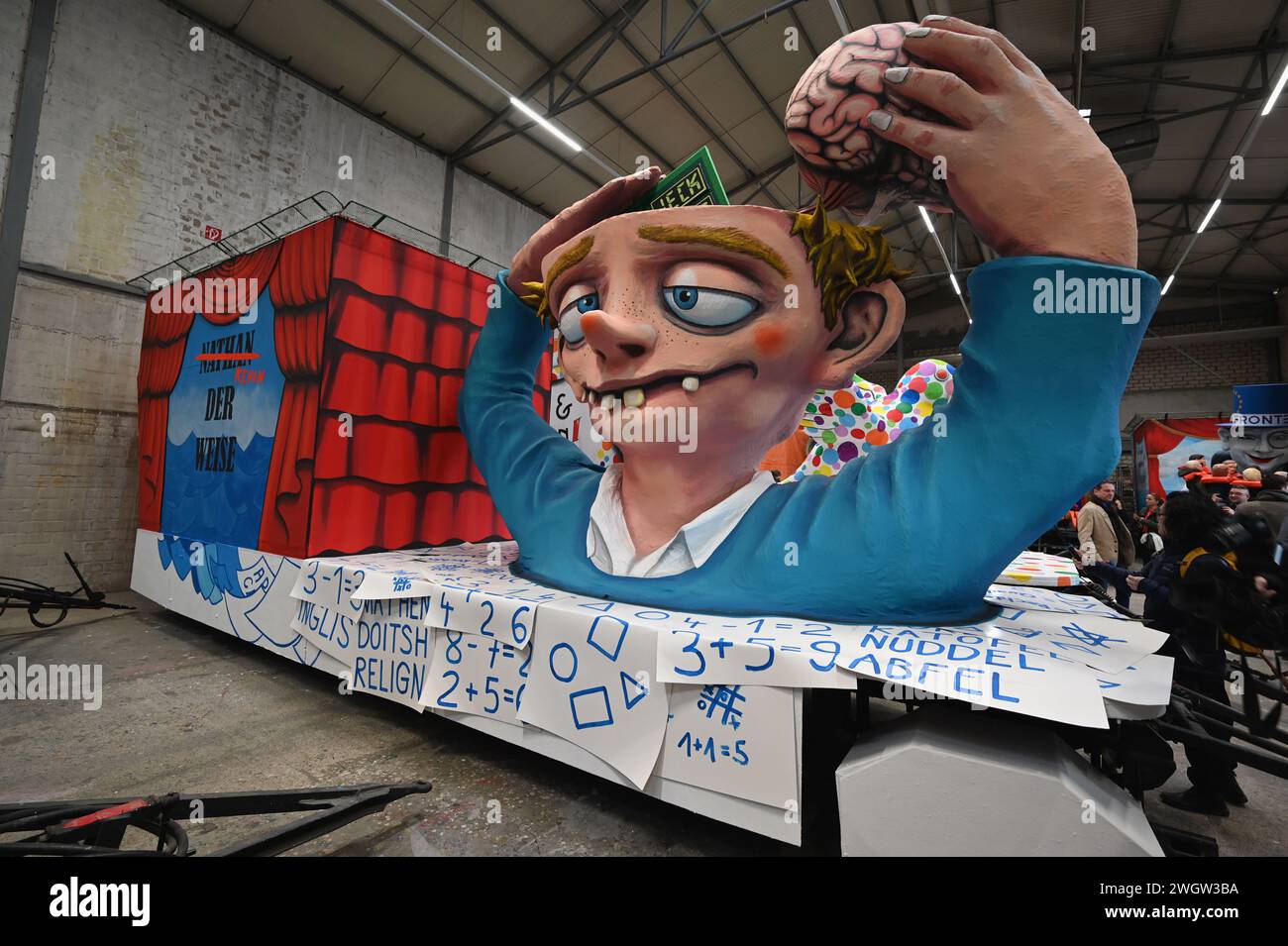 Cologne, Germany. 06th Feb, 2024. A Nathan Kevin the Wise motif float