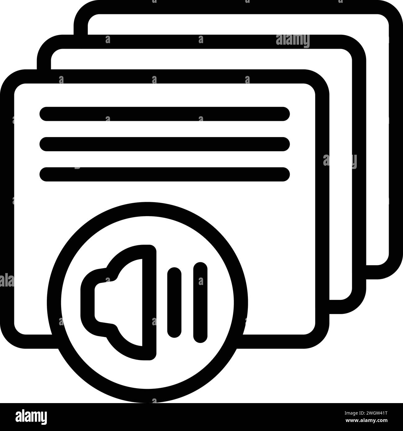 Sound transcription icon outline vector. Ai assistant. Audio document Stock Vector
